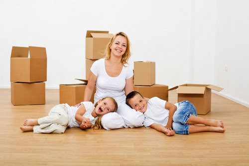 Professional removals planning in Cheam with moving boxes