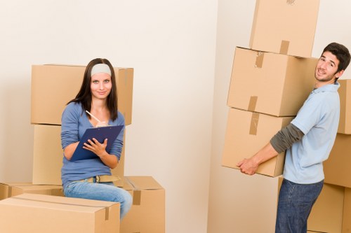 Packing belongings into a mobile storage unit in Cheam